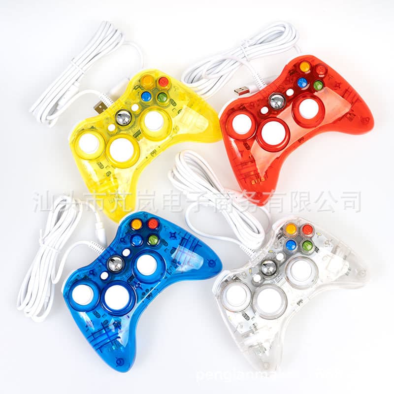 Transparent Crystal Wired Controller for Xbox360 Vibration Function Computer PC Gaming Controller Slim Design Official Stock
