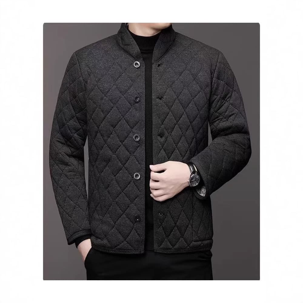 Men's Winter Camel Hair Cotton-Padded Jacket for Middle-Aged and Elderly, Thickened, Fleece-Lined, Warm, Stand Collar Coat