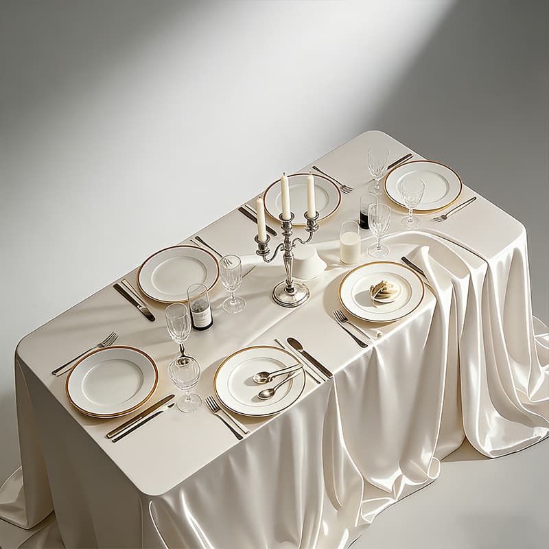 Versatile Light Luxury High-End White Conference Tablecloth for Hotels, Western Restaurants, Birthday Sweetheart Tables, Rectangular Satin Tablecloth