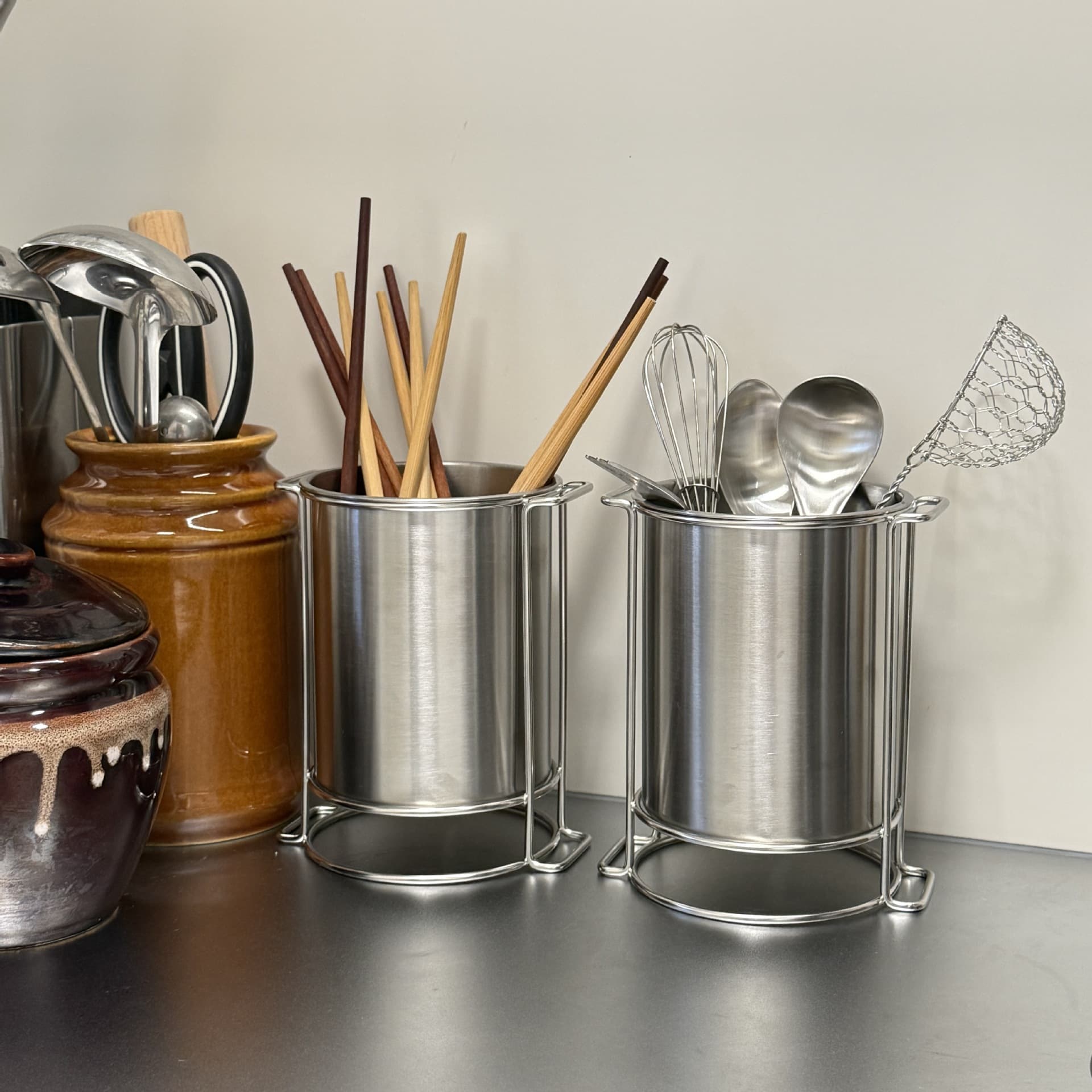 304 Stainless Steel Chopstick Holder, Kitchen Countertop Cutlery Storage Rack, Hollow Out Draining Knife, Fork, and Spoon Storage Box