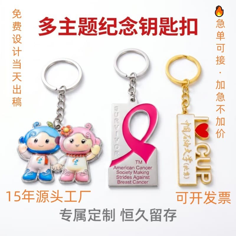 Customized Metal Enamel Keychain, Cartoon Epoxy Keyring, Custom Zinc Alloy Keychain