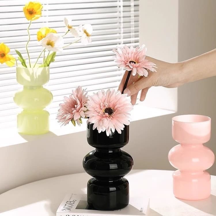 French mid-century style vase, high-end vase, ins style living room entrance decoration ornaments, retro glass vase
