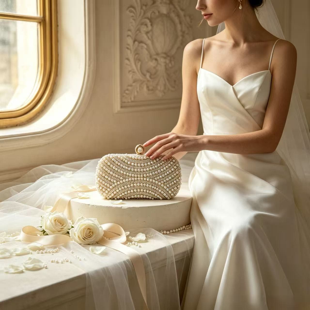 Cross-Border Women's Evening Bag Pearl Clutch Bag Cocktail Party Wedding Banquet Light Luxury High-End Evening Dress Bag