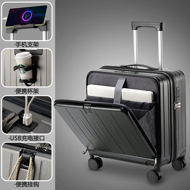 20-inch Business Men's Carry-On Luggage, 18-inch Front-Opening Women's Travel Suitcase with TSA Lock and Spinner Wheels, Small Suitcase