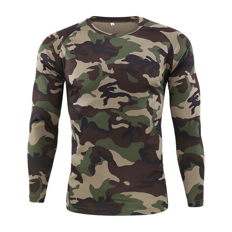 temu cross-border men's camouflage long-sleeved T-shirt 3D digital printing autumn round neck casual men's top