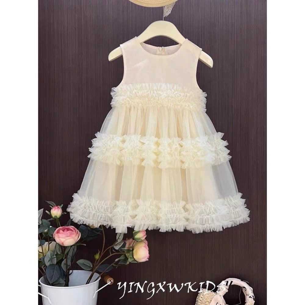 Girls Summer Dress 2026 New Princess Dress Little Girl Fashionable Sleeveless Cake Dress Party Dress