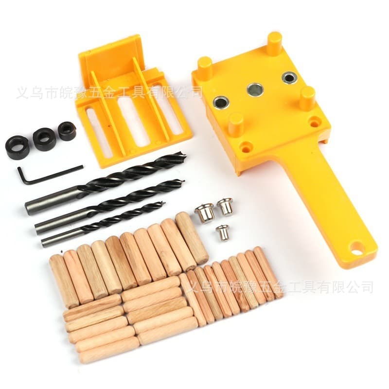 Handheld woodworking straight hole punching locator board connection punching fixture round wood tenon diy tool set