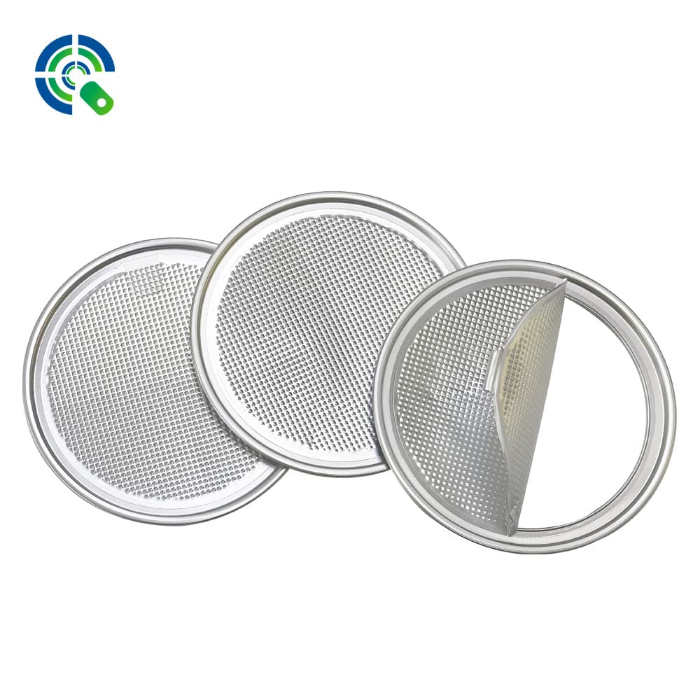 154mm diameter round silver aluminum cap with embossed pattern, easy-tear aluminum foil lid for dry powder in tin cans, in stock.