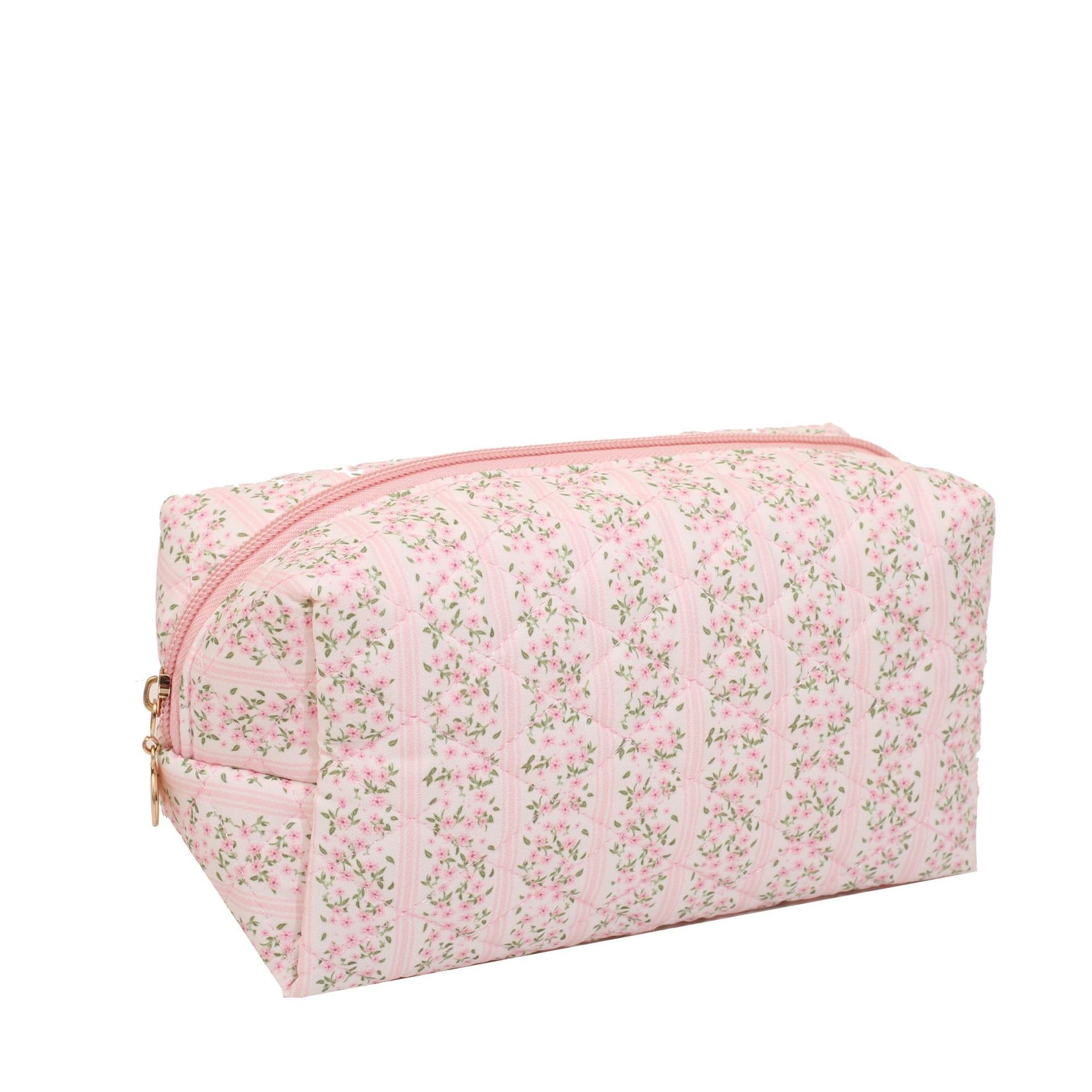 Floral Cotton Cosmetic Bag Large Capacity Portable Travel Toiletry Organizer Cute Ins Style Student Pencil Case