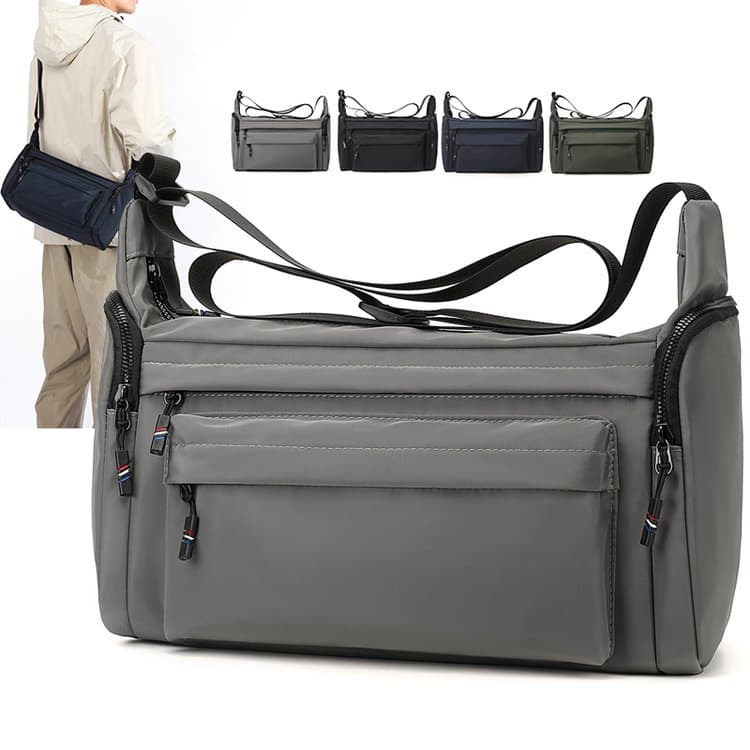 Cross-border large-capacity crossbody bag men's Japanese versatile casual commuting travel shoulder bag solid color simple business backpack