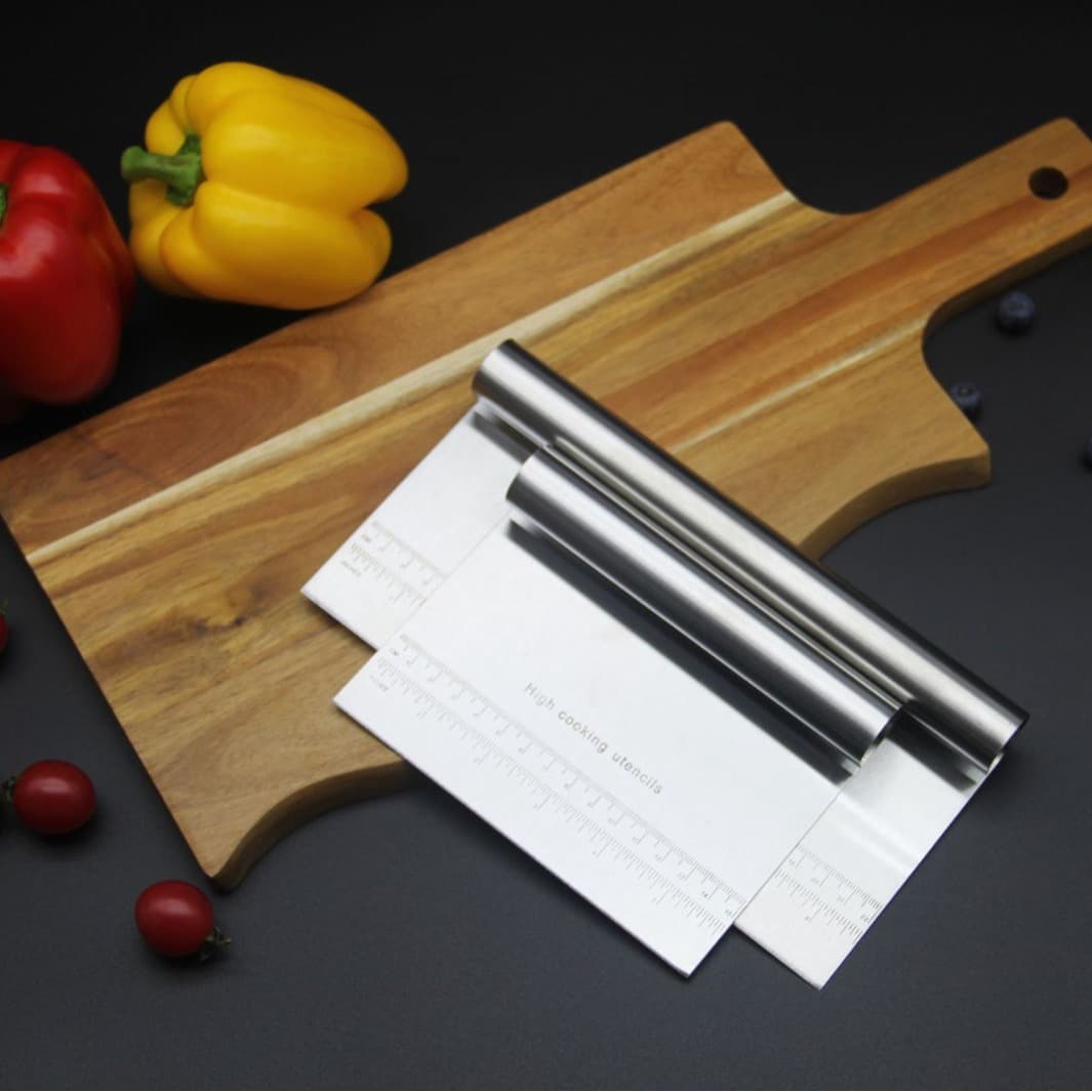 Stainless Steel Flour Cutter with Scale, Rice Noodle Cutter, Dough Cutter, Pastry Scraper, Baking Scraper