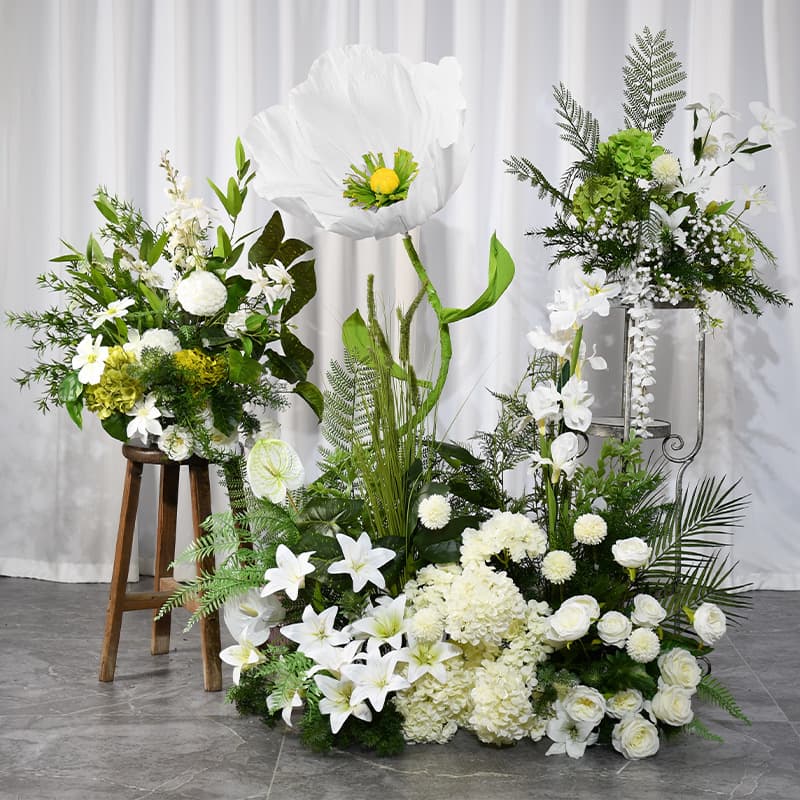 Artificial White Flowers for Wedding, Banquet, Home Decoration - Fake Roses, Plastic Flowers Wholesale