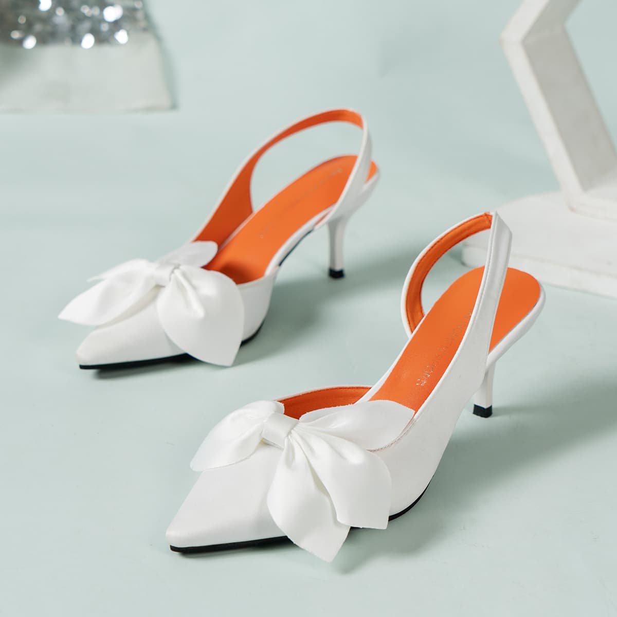 Bow-tie Thin Heel Open-toe Closed-toe Sandals for Women Summer 2024 Cross-border Pointed Toe Back Strap Elegant Plus Size High Heel Sandals