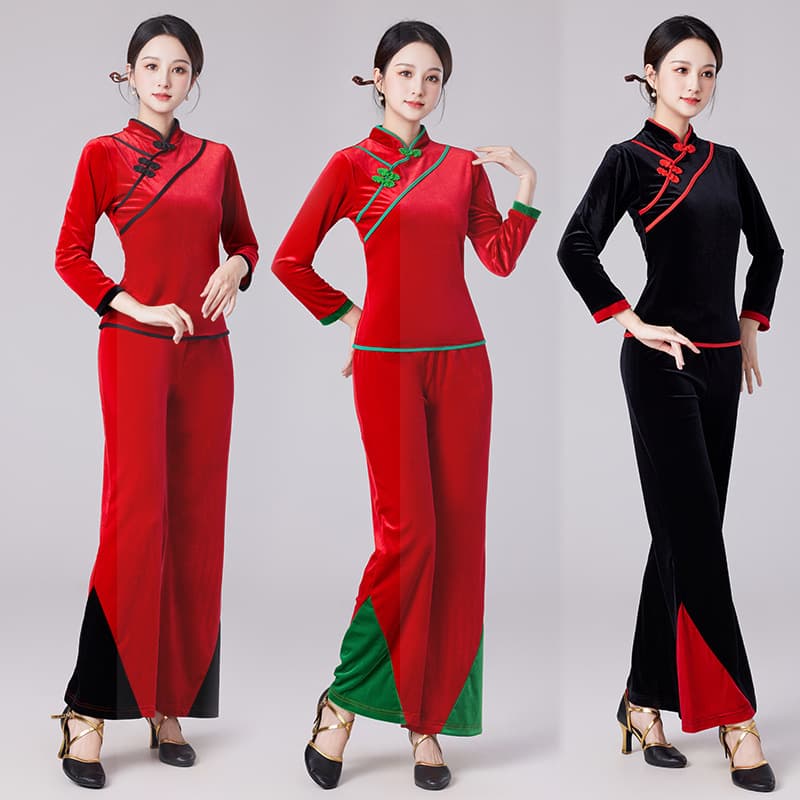 Autumn/Winter New Middle-Aged & Elderly Velvet Square Dance Wear Set Classical Dance Performance Outfit for Women Performance 2353