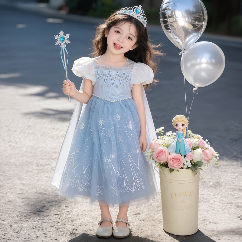 Girls' Dress Elsa Princess Dress Little Girl Very Beautiful Summer 2026 New Style Baby Birthday Elsa Dress