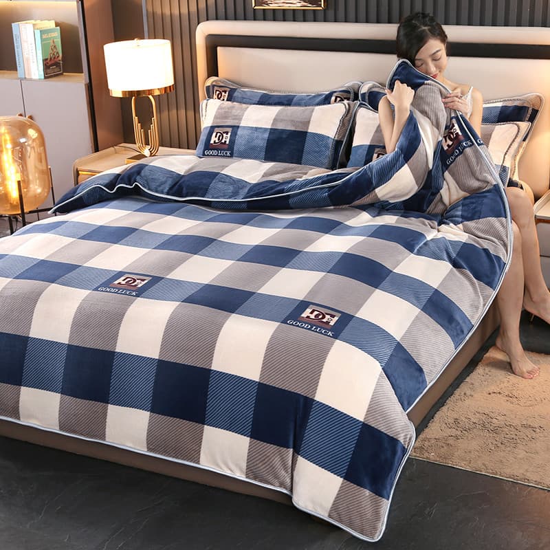Winter Thickened Warmth Milk Fleece Quilt Cover Single Piece Double-Sided Flannel Coral Fleece Quilt Cover Internet-Famous 1.8m 200x230