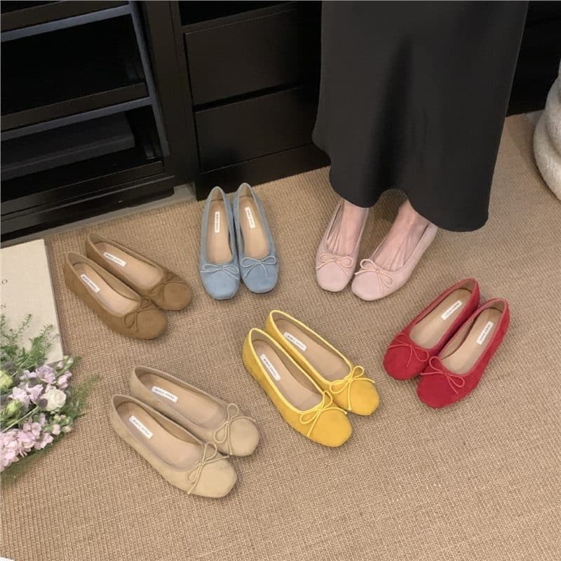 Vintage Red Ballet Flats for Women 2026 New Spring French Pink Soft Evening Shoes