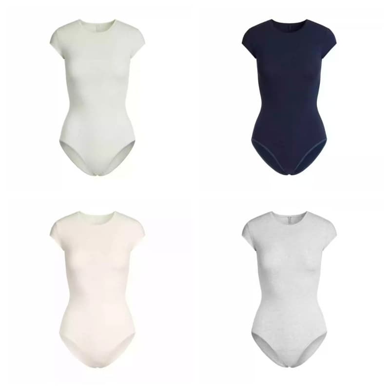 New SKIMS COTTON JERSEY TAYSUIT Sleeveless Scoop Neck Bodysuit, One-Piece Cardigan