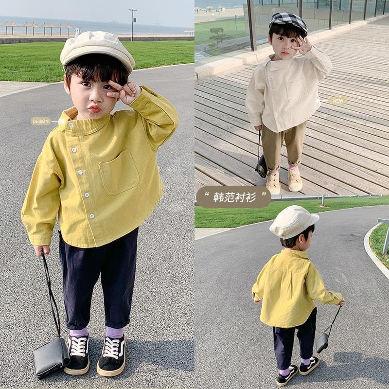 Boys' Shirt Jacket New Spring/Fall Style Kids Long-Sleeve Shirt Toddler Autumn Top