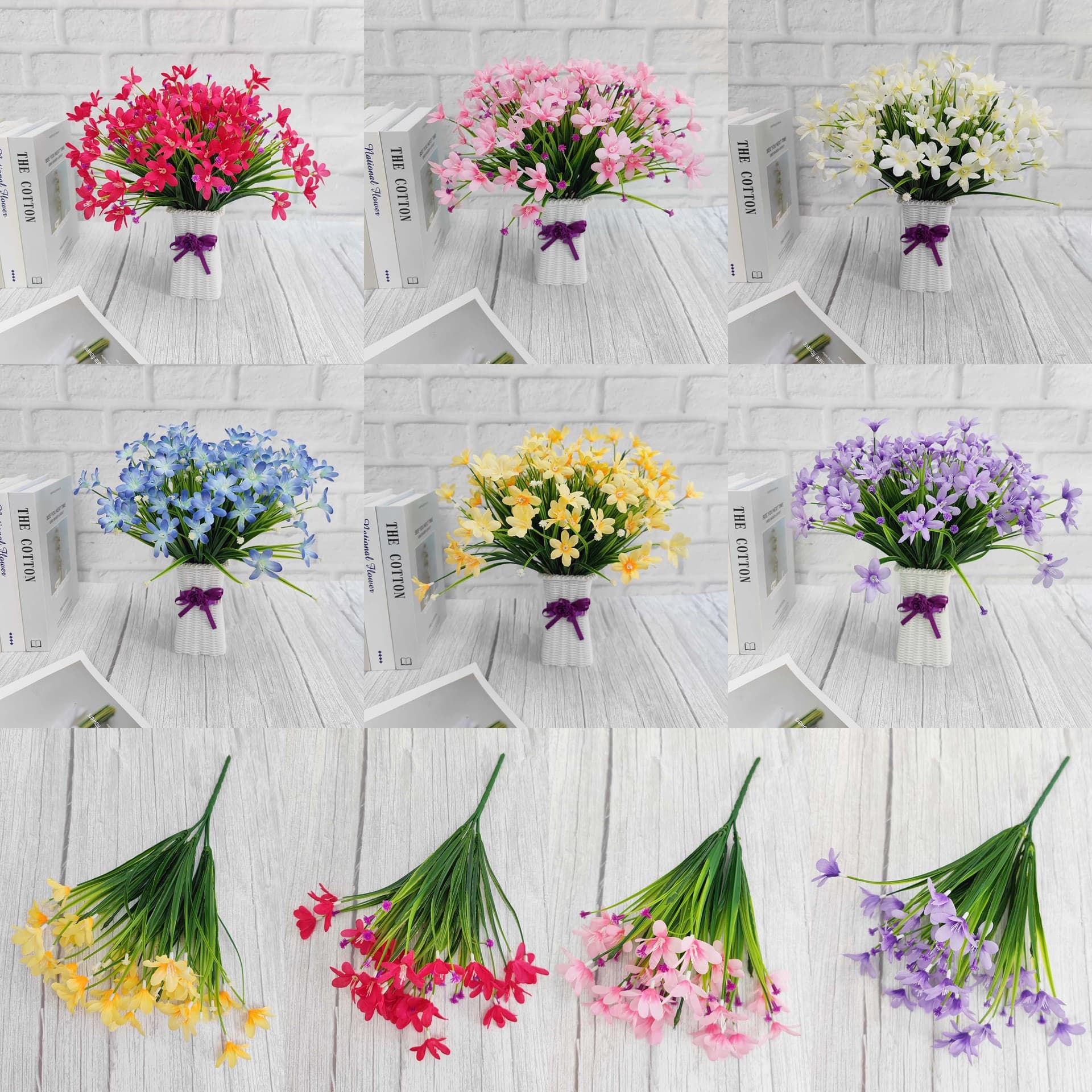 Amazon Artificial Flowers 7-Branch Simulation Orchid Artificial Violet Outdoor Decorative Fake Flowers Wholesale