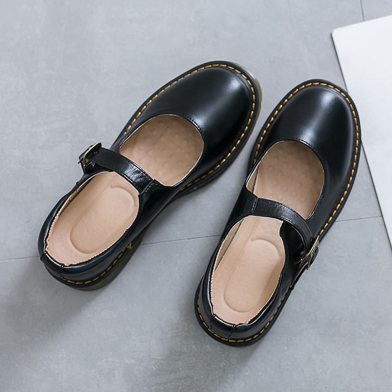 Summer New Leather Shoes Women's Japanese Style Retro Mori Girl Spring Version Academy Style Shallow Flat Sole Vintage Shoes