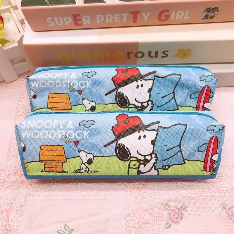 Cartoon Snoopy Pencil Bag Primary School Children Large Capacity PU Single Layer Zipper Stationery Bag Pencil Bag Storage Bag