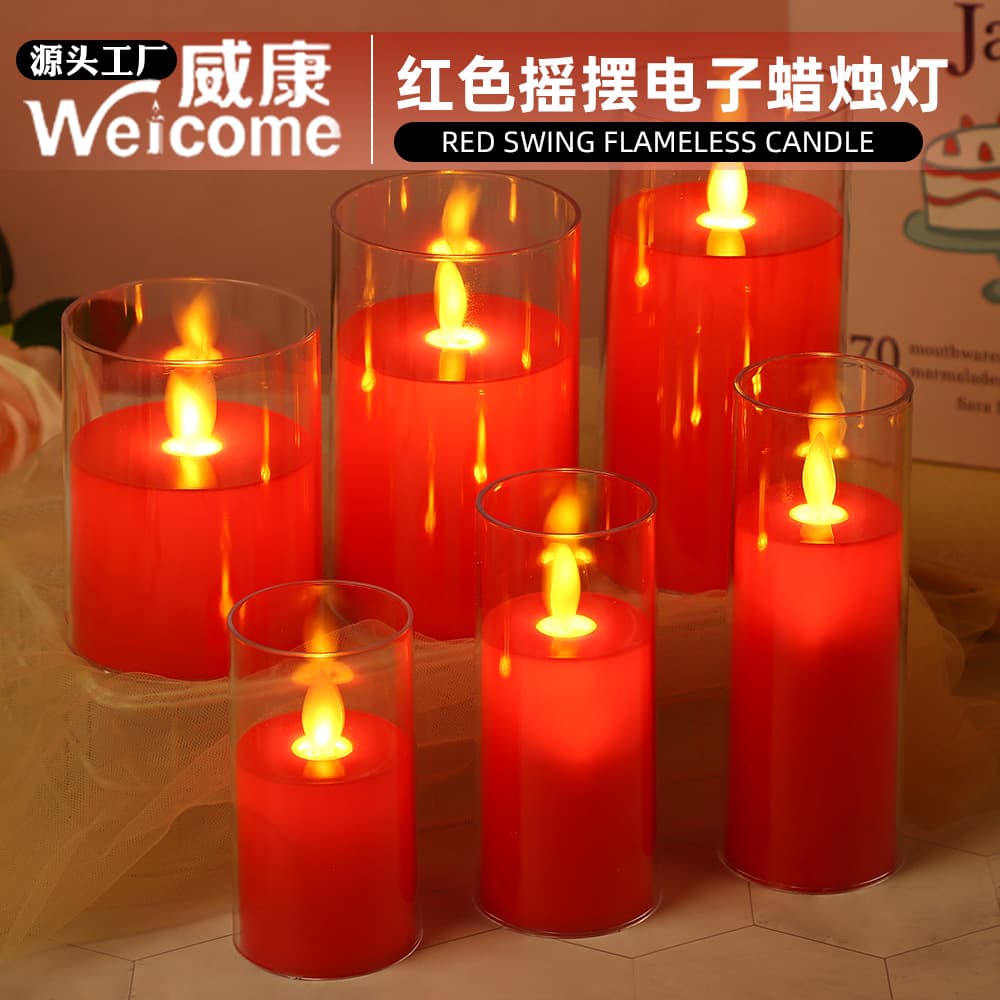 Red candle light led electronic candle light simulation swing wedding decoration Buddha front light fake candle atmosphere light