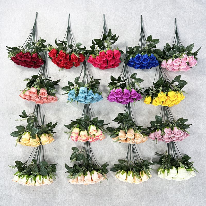 Cross-border new product simulation 12 small roses wedding road leads Valentine's Day decoration fake flowers home decoration artificial silk flowers