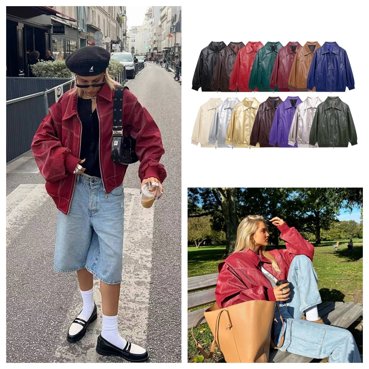 European and American Wholesale 2025 Autumn New Women's American Retro Fourteen-Color Lapel Jacket Leather Coat