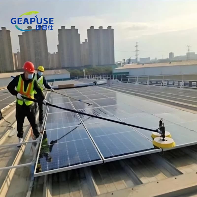 Photovoltaic panel cleaning robot solar electric cleaning pass water spray brush power panel component tool machinery equipment