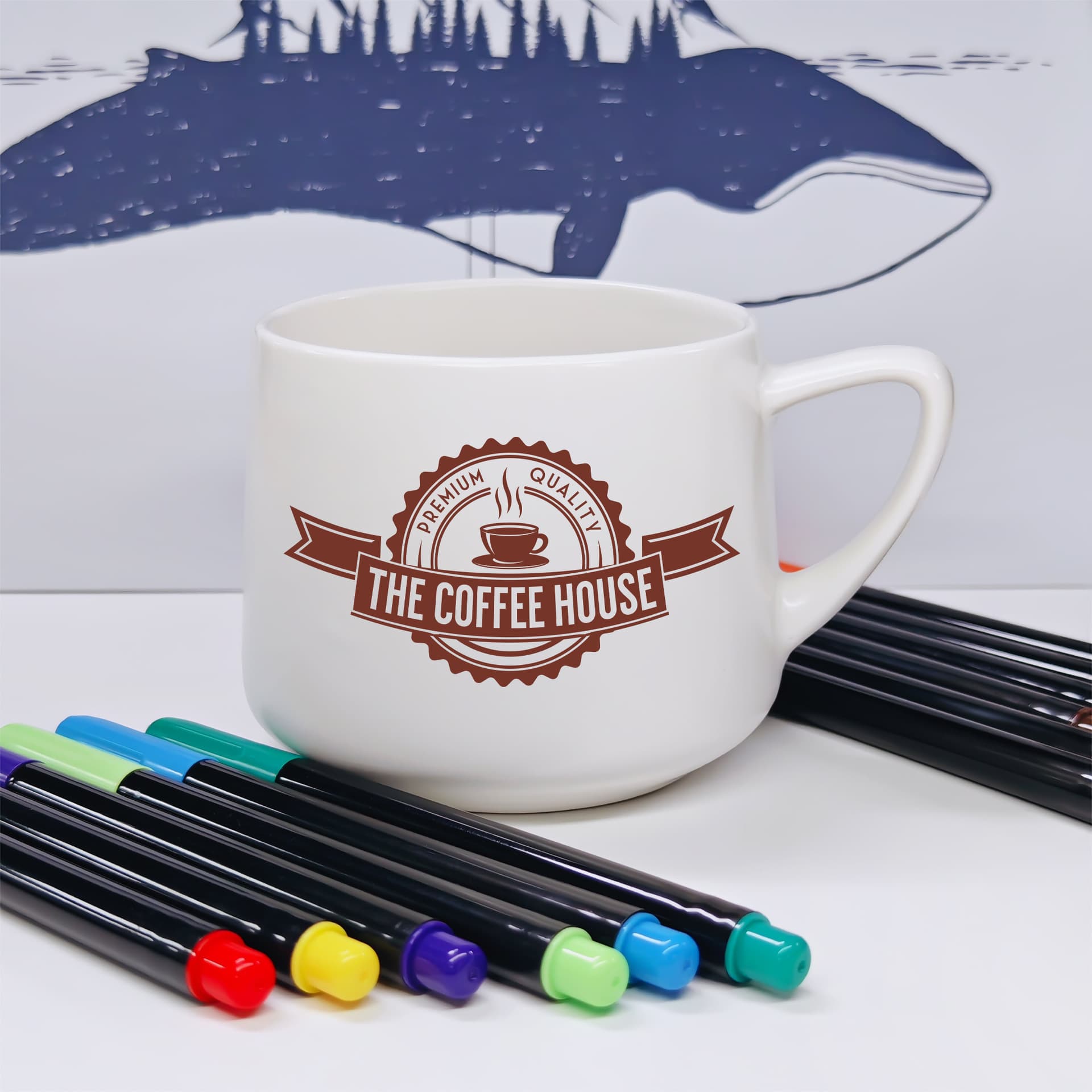 Spot factory ceramic pen marker pen ceramic coffee cup DIY creative gift water cup glass dish marker pen
