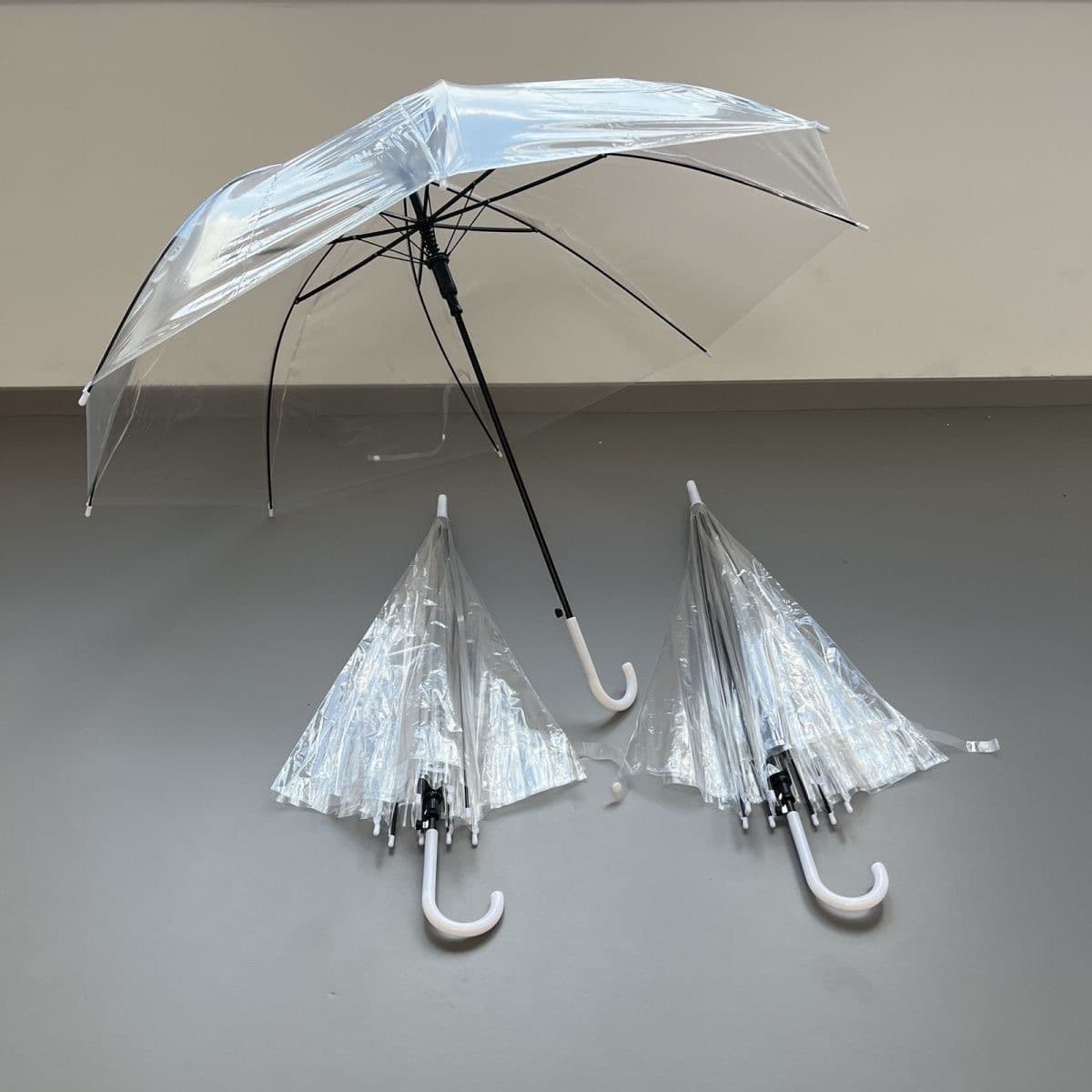 Umbrella Transparent Disposable Bulk Manual Plastic Small White Umbrella 8-Rib Printed White Logo Long Handle Umbrella Transparent Umbrella