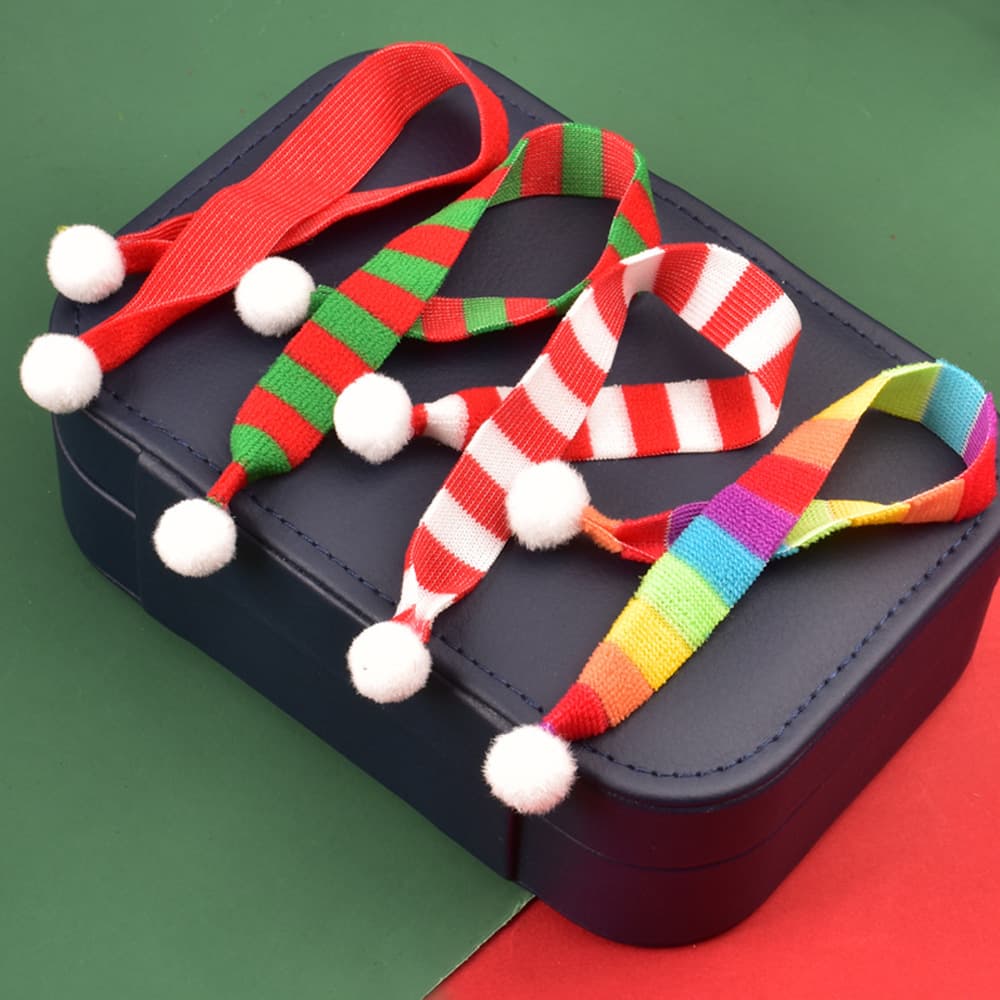 Christmas mini scarf, woven fabric scarf, red and white striped scarf, red and green striped neck warmer, wine bottle doll, beverage cup decoration.