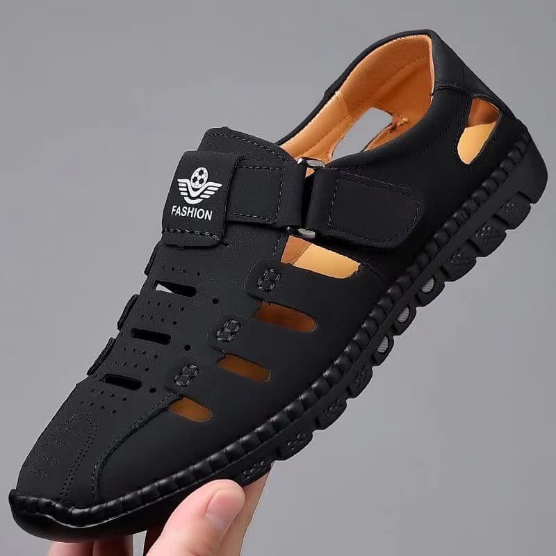 New Business Hole Sandals Men's Casual Wedding Groom British Sandals Summer Breathable Youth Pointed Men's Shoes