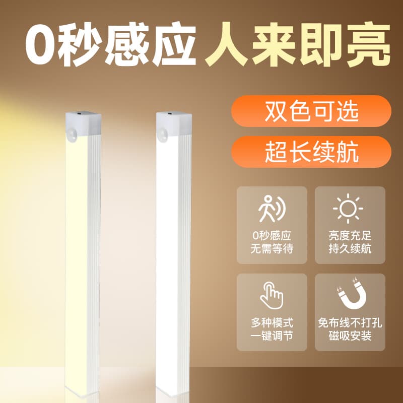 LED Body Induction Light Bar Magnetic Attraction Cabinet Light Wardrobe Wine Cabinet Shoe USB Sensing Small Night Strip Charging