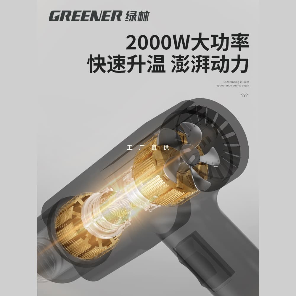 Green Forest heat gun, small industrial-grade high-power air gun, baking gun for film application, sealing machine, grout tool, plastic welder