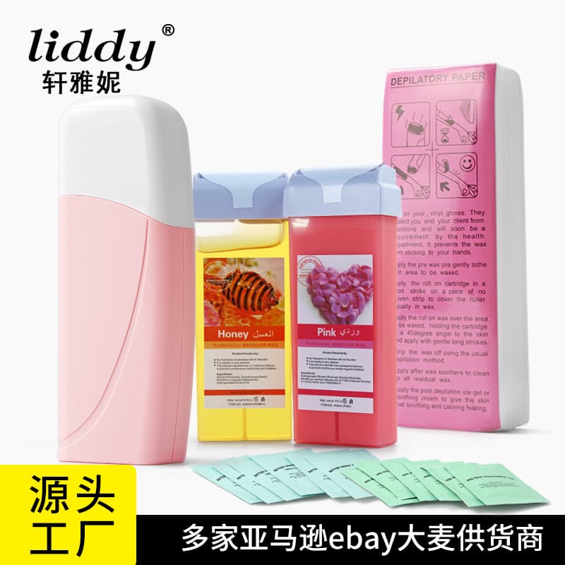 Cross-Border Hair Removal Wax 6-in-1 Roller Wax Strip Full Body Beeswax Set Hot Melt Wax Device Roll on Wax Kit