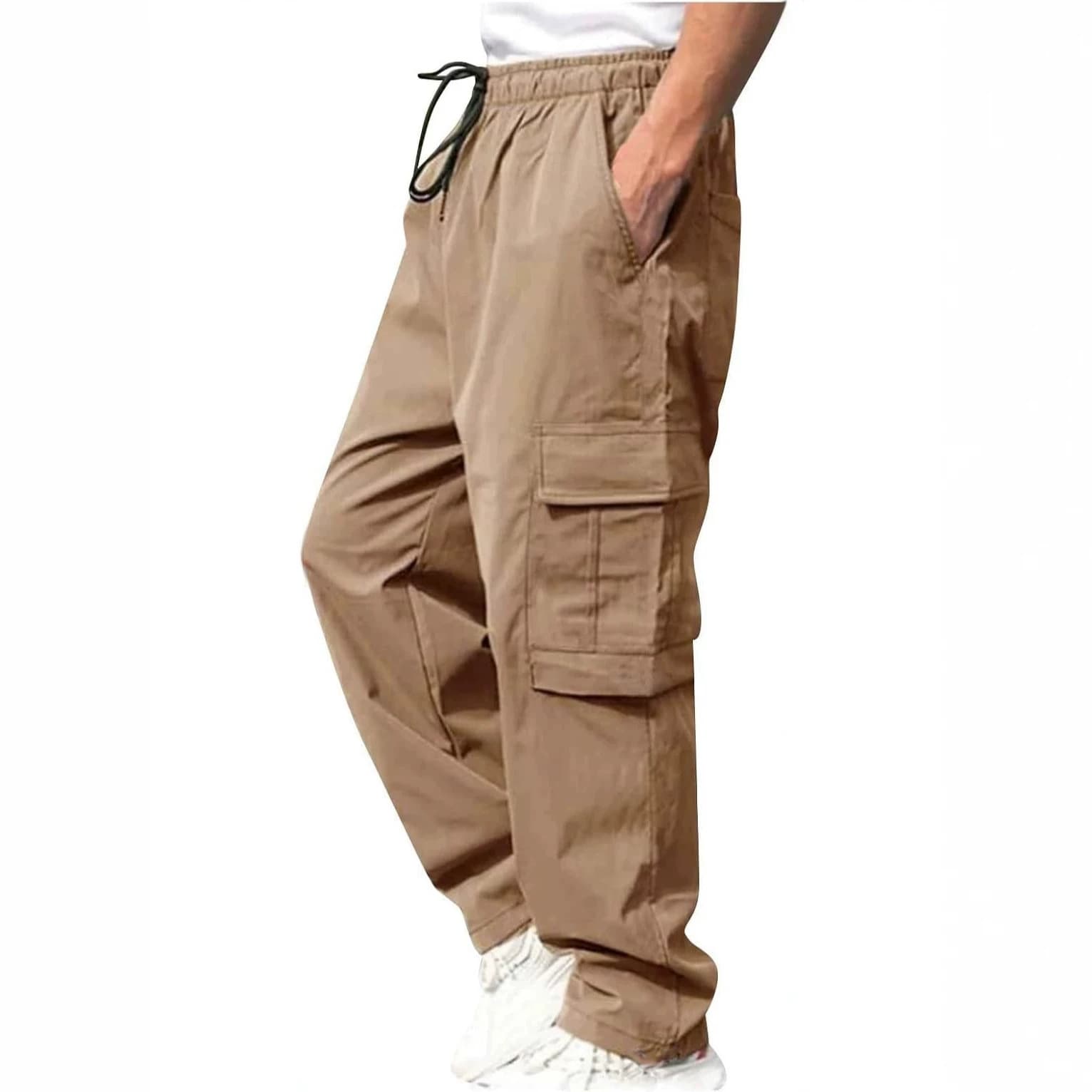 Cross-border straight-leg cargo pants sports jogging casual pants hiking drawstring multi-pocket tactical pants Amazon AliExpress
