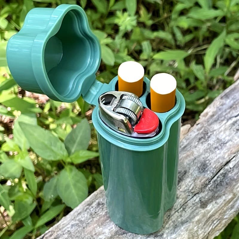 Integrated flip-top cigarette case (enlarged version) with dual/triple/quad holes including lighter storage for convenience.