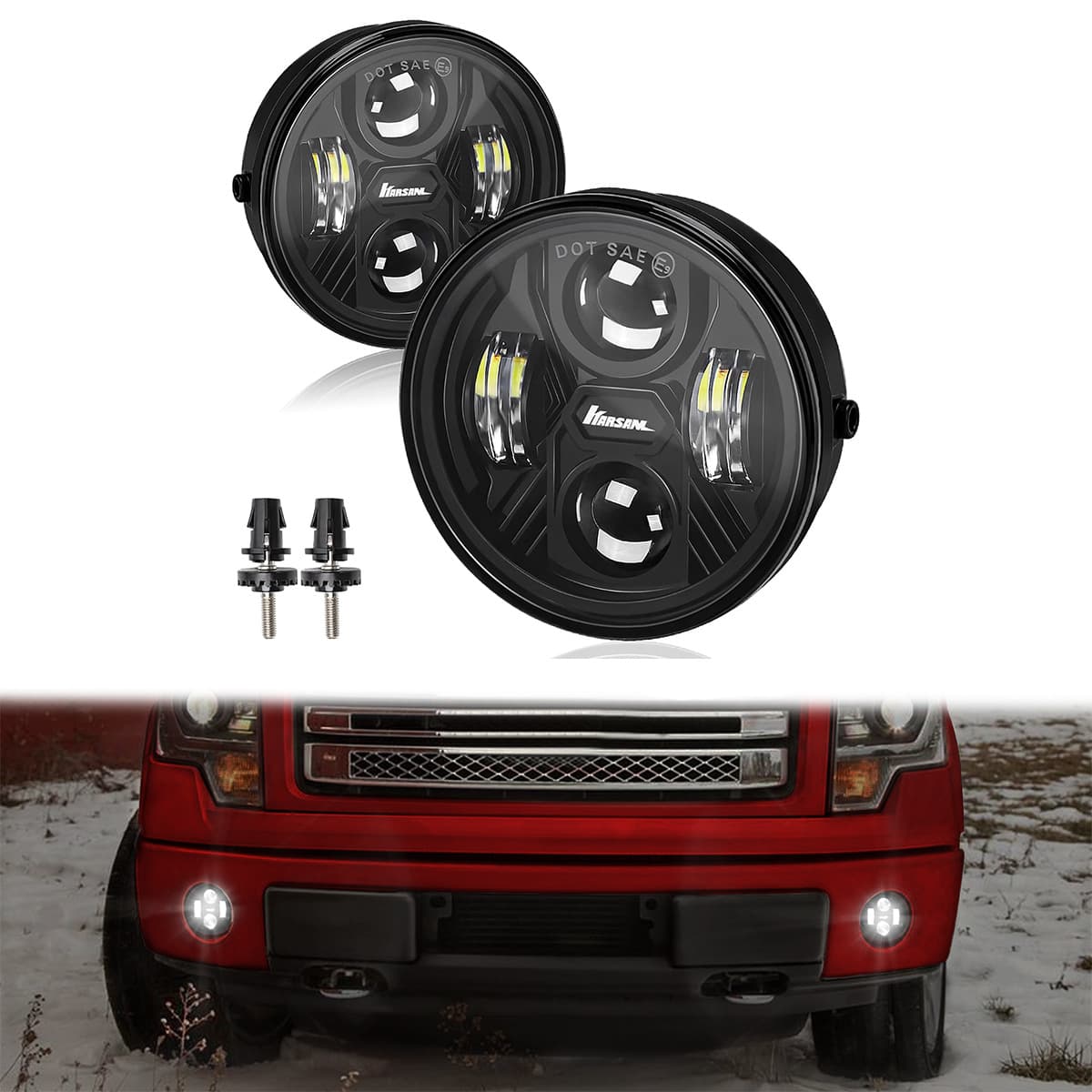 Fits Toyota Tacoma Fog Light Style / Tundra Fog Light 4-inch Round LED Front Bumper Fog Light