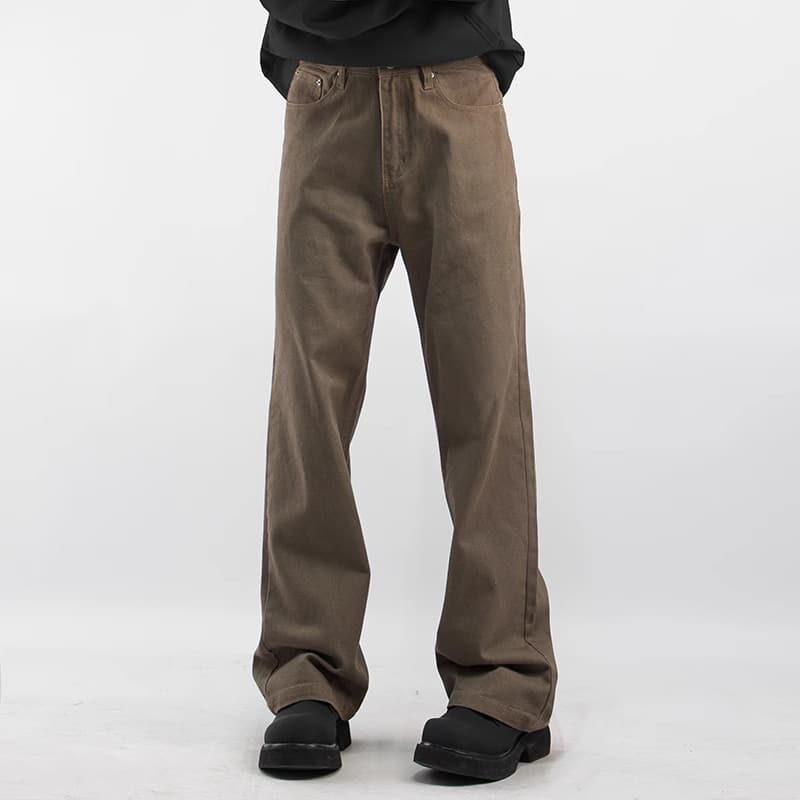 Spring/Summer Maillard Brown Casual Pants for Men Cleanfit Loose Straight Fit Slim Versatile Denim Lumber Pants