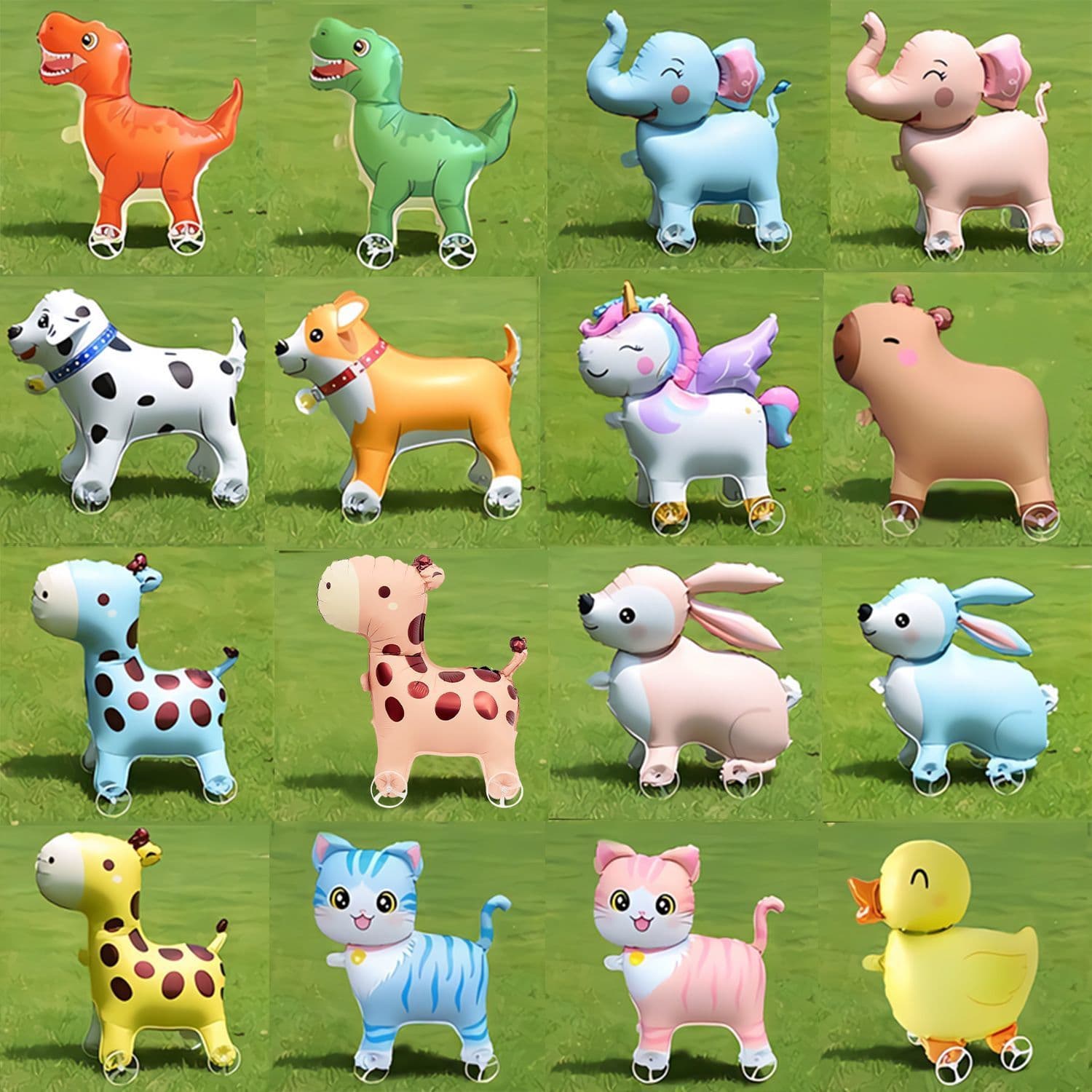 Q-Version Walking Animal Balloons with Wheels, Balloons with Wheels for Children's Birthday Decorations, Scene Setup, Outdoor Stall Display