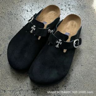 Crocs x Birkenstock Collaboration Half Slide Covered Toe Sandals Couple Style 2024 Genuine Leather Covered Toe Slides Large Size Shoes for Export