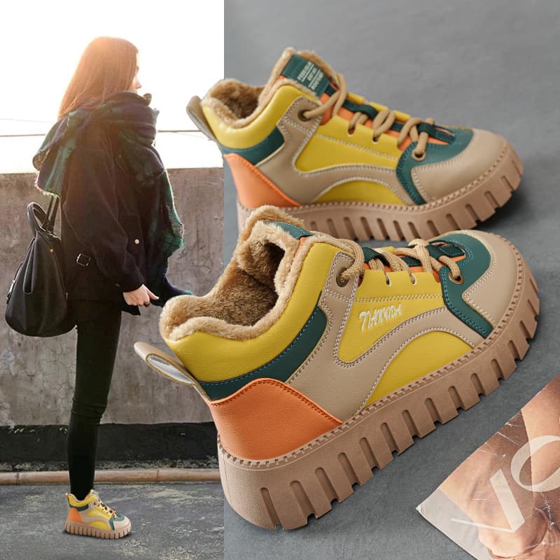 Sizes 35-42 Cotton Shoes Women 2024 Winter Plush Thickened Warm Mid-calf Sports Boots Women 2286-2
