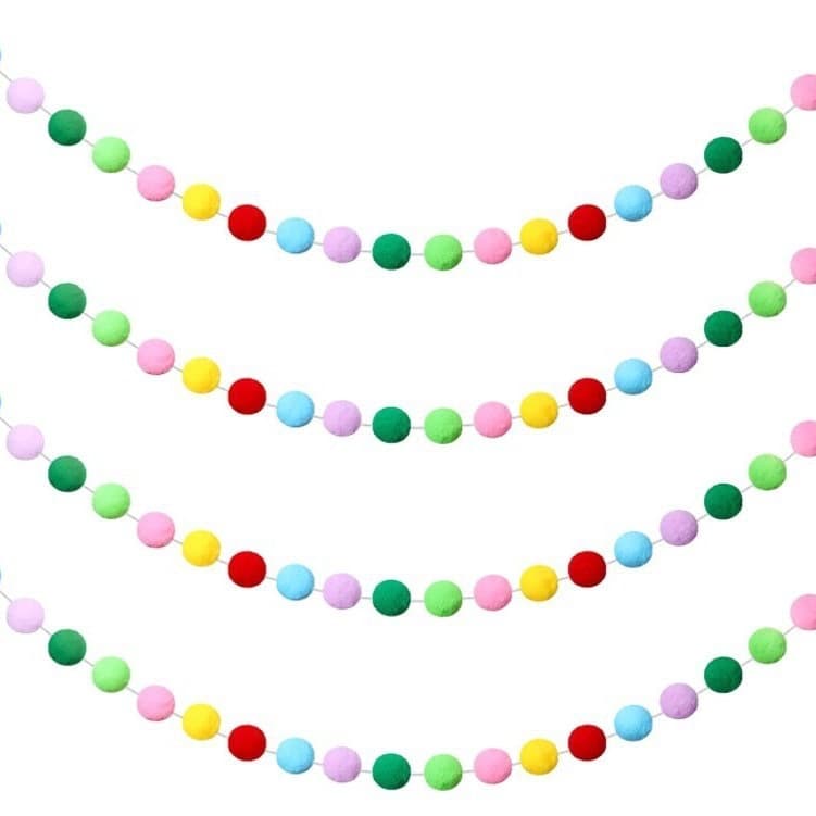Ins Nordic Style Home Decor Photo Prop Kids Room Girl Room Decoration Macaron Color Christmas Pom Pom String Hanging Ornament