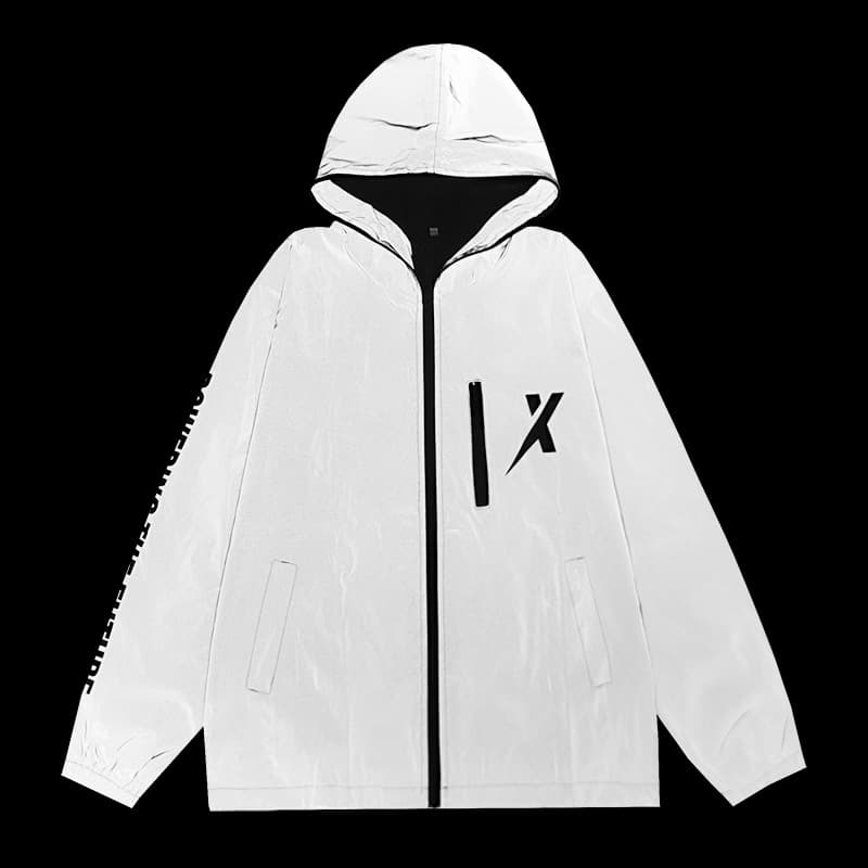 Cross-border Autumn Korean Style Reflective Jacket Unisex Letter Print Thin Jacket Loose Motorcycle Riding Sporty Windbreaker