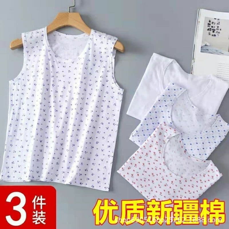 Middle-Aged and Elderly Women's Cotton Vest, Loose Sleeveless Summer Undershirt, Thin Base Layer for Seniors, Lightweight Vest