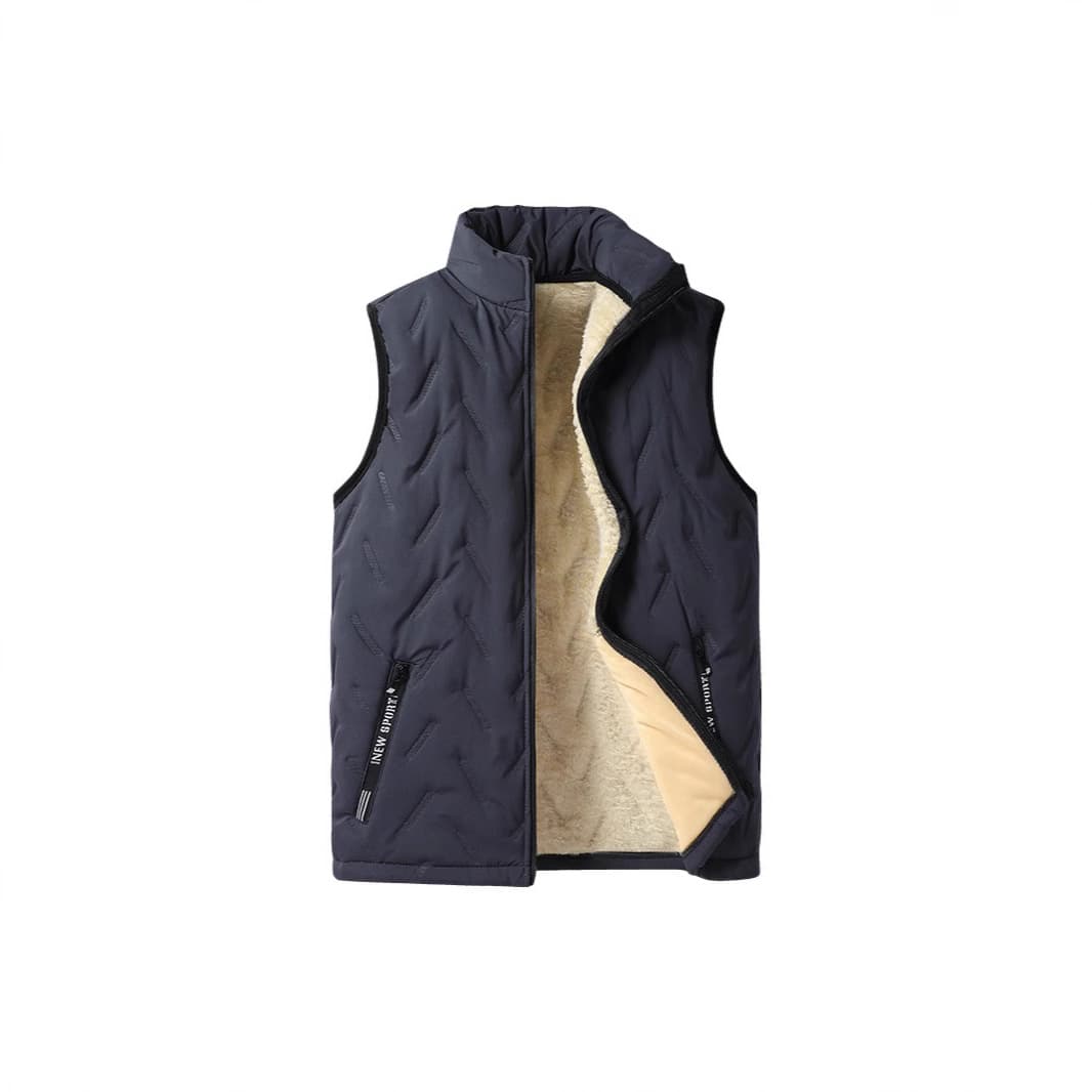 Cross-border Men's Ultrasonic Fleece-Lined Sleeveless Vest, Stand Collar, Outdoor Sports, Export Lamb Wool Vest