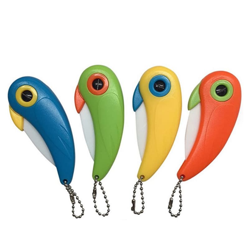 Factory In-stock Creative Portable Outdoor Folding Parrot Fruit Knife, Ceramic Knife