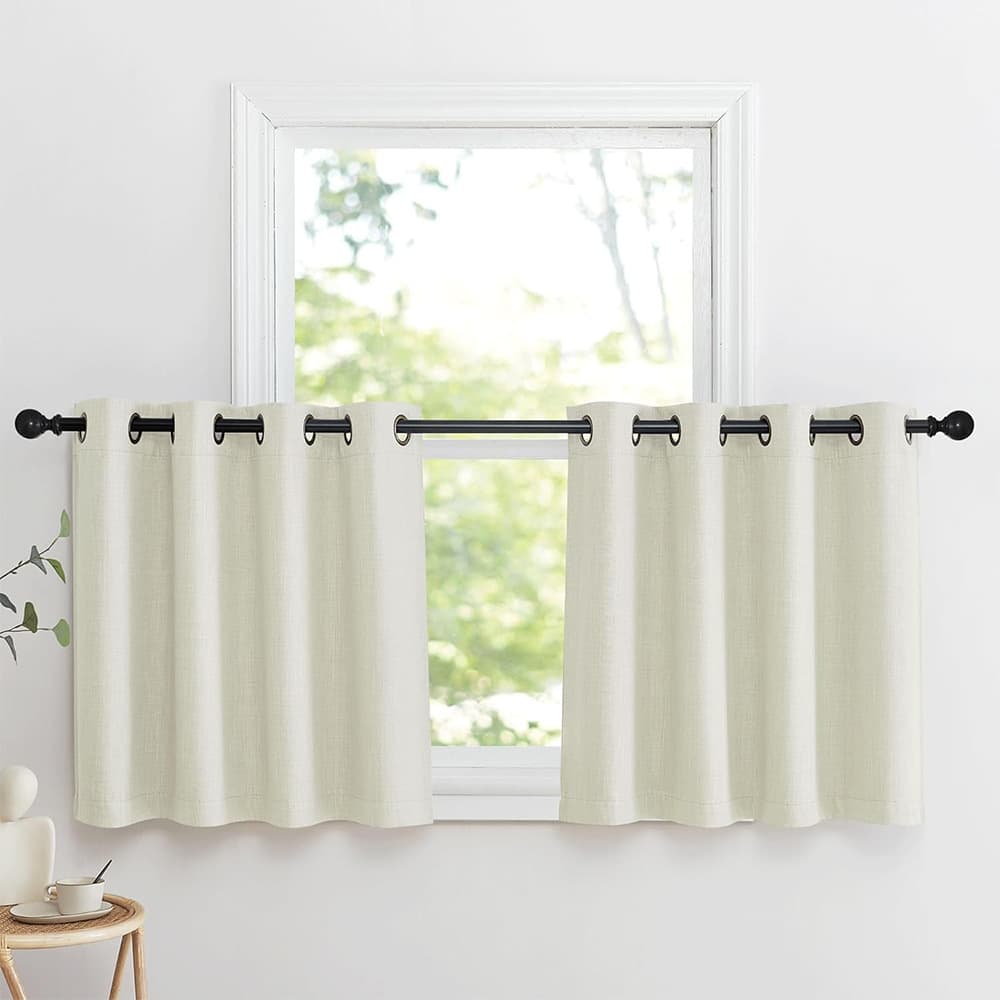 Factory Direct Cross-border Trade Solid Color Rod Pocket Small Curtains Wholesale Blackout Decorative Kitchen Small Short Curtains Ready-Made